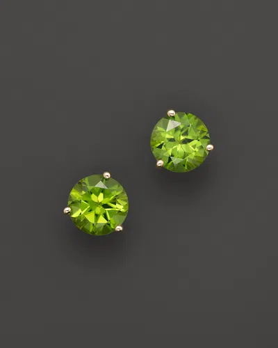 Bloomingdale's Peridot Round Earrings In 14k Yellow Gold - Exclusive In Green