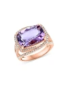 Bloomingdale's Pink Amethyst & Diamond Crossover Halo Ring In 14k Rose Gold - Exclusive In Purple/rose Gold