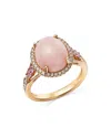 Bloomingdale's Pink Opal, Pink Sapphire, & Diamond Ring In 14k Yellow Gold - Exclusive In Pink