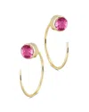 Bloomingdale's Pink Tourmaline Stud And Front Back Hoop Earrings In 14k Yellow Gold - Exclusive In Pink/gold