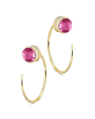 Bloomingdale's Pink Tourmaline Stud And Front Back Hoop Earrings In 14k Yellow Gold - Exclusive In Pink/gold