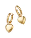 Bloomingdale's Polished Heart Dangle Hoop Earrings In 14k Yellow Gold In Gold