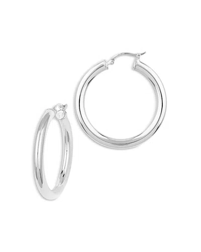 Bloomingdale's Polished Tube Medium Hoop Earrings In Sterling Silver