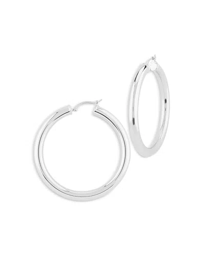 Bloomingdale's Polished Tube Medium Hoop Earrings In Sterling Silver
