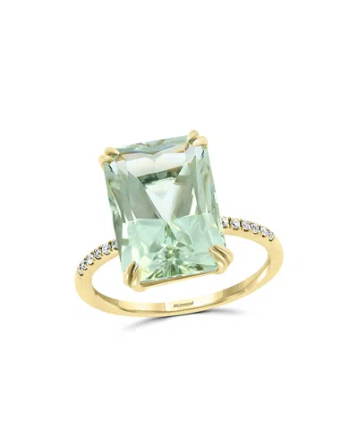 Bloomingdale's Prasiolite & Diamond Ring In 14k Yellow Gold - Exclusive In Green/gold