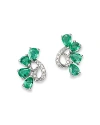 Bloomingdale's Precious Stone & Diamond Ear Climbers In 14k White Gold In Green/white