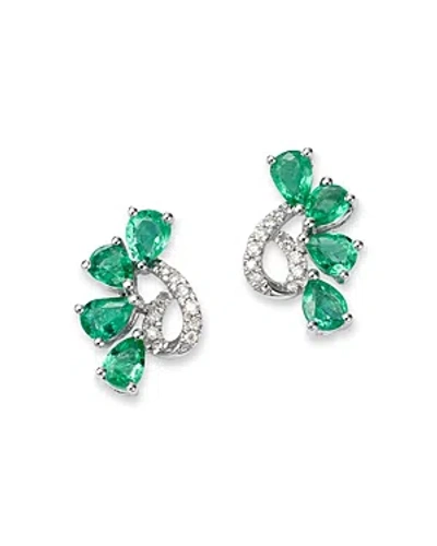 Bloomingdale's Precious Stone & Diamond Ear Climbers In 14k White Gold In Green/white