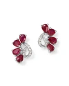 Bloomingdale's Precious Stone & Diamond Ear Climbers In 14k White Gold In Red/white