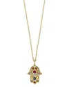 Bloomingdale's Rainbow Gemstone & Diamond Hamsa Pendant Necklace In 14k Yellow Gold, 18 - Exclusive In Multi/gold