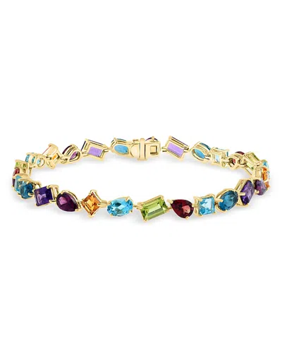 Bloomingdale's Rainbow Gemstone Bangle Bracelet In 14k Yellow Gold - Exclusive In Multi/gold