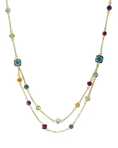 Bloomingdale's Rainbow Gemstone Station Necklace In 14k Yellow Gold, 18 - Exclusive In Multi/gold