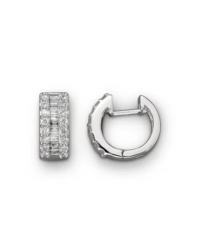 Bloomingdale's Round And Baguette Diamond Hoop Earrings In 14k White Gold, .85 Ct. T. W. - Exclusive