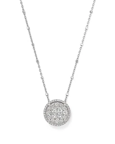 Bloomingdale's Round And Princess-cut Diamond Cluster Pendant Satellite Necklace In 14k White Gold, 1.0 Ct. T. W. -