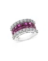 Bloomingdale's Ruby & Diamond Anniversary Band In 14k White Gold - Exclusive In Red/white
