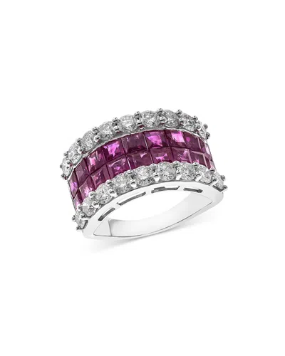 Bloomingdale's Ruby & Diamond Anniversary Band In 14k White Gold - Exclusive In Red/white