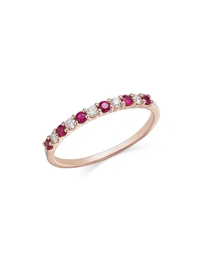 Bloomingdale's Ruby & Diamond Band In 14k Rose Gold - Exclusive In Pink/rose Gold