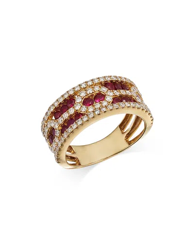 Bloomingdale's Ruby & Diamond Band In 14k Yellow Gold - Exclusive In Red/gold