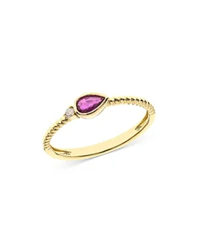 Bloomingdale's Ruby & Diamond Bezel Stacking Ring In 14k Yellow Gold - Exclusive In Red/gold