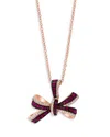 Bloomingdale's Ruby & Diamond Bow Pendant Necklace In 14k Rose Gold In Pink