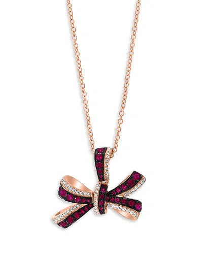 Bloomingdale's Ruby & Diamond Bow Pendant Necklace In 14k Rose Gold In Pink