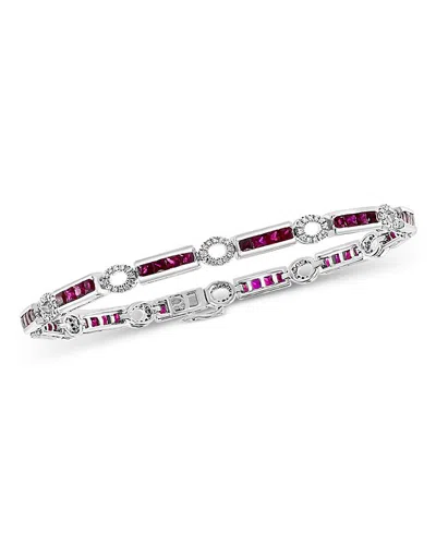 Bloomingdale's Ruby & Diamond Bracelet In 14k White Gold- Exclusive In Red/white
