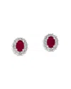 Bloomingdale's Ruby & Diamond Halo Stud Earrings In 14k White Gold In Red/white