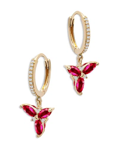 Bloomingdale's Ruby & Diamond Trio Drop Earrings In 14k Yellow Gold - Exclusive In Red/gold