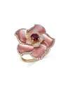 Bloomingdale's Ruby, Mother Of Pearl, & Diamond Flower Ring In 14k Yellow Gold - Exclusive In Pink/gold