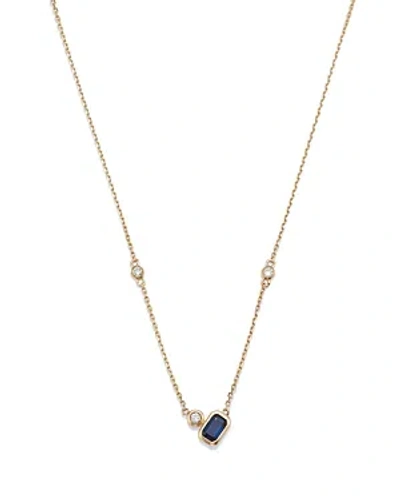 Bloomingdale's Sapphire And Diamond Accent Necklace In 14k Yellow Gold, 18 - Exclusive In Blue/yellow
