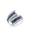 Bloomingdale's Bloomingdales Sapphire & Diamond Bypass Ring In 14k White Gold - Exclusive In Blue/white