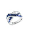 Bloomingdale's Sapphire & Diamond Crossover Ring In 14k White Gold - Exclusive In Blue/white