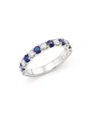 Bloomingdale's Sapphire & Diamond Eternity Band In 14k White Gold - Exclusive In Blue/white
