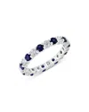 Bloomingdale's Sapphire & Diamond Eternity Band In 14k White Gold - Exclusive In Blue/white