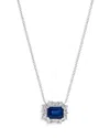 Bloomingdale's Sapphire & Diamond Halo Pendant Necklace In 14k White Gold, 16 In Blue/white