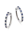 Bloomingdale's Sapphire & Diamond Hoop Earrings In 14k White Gold - Exclusive In Blue/white