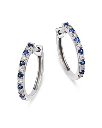 Bloomingdale's Sapphire & Diamond Hoop Earrings In 14k White Gold - Exclusive In Blue/white