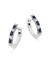Bloomingdale's Sapphire & Diamond Huggie Hoop Earrings In 14k White Gold - Exclusive In Blue/white