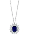 Bloomingdale's Sapphire & Diamond Starburst Pendant Necklace In 14k White Gold, 18 - Exclusive In Blue/white
