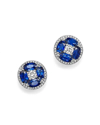 Bloomingdale's Sapphire And Diamond Stud Earrings In 14k White Gold - Exclusive In Blue/white