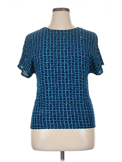 Pre-owned Bloomingdale's Short Sleeve Top Blue Square Neckline Tops