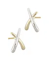 Bloomingdale's Small Crossover Stud Earrings In 14k White & Yellow Gold - Exclusive In White/gold