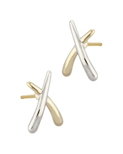 Bloomingdale's Small Crossover Stud Earrings In 14k White & Yellow Gold - Exclusive In White/gold