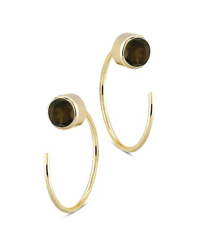 Bloomingdale's Smoky Stud Quartz And Front Back Hoop Earrings In 14k Yellow Gold - Exclusive