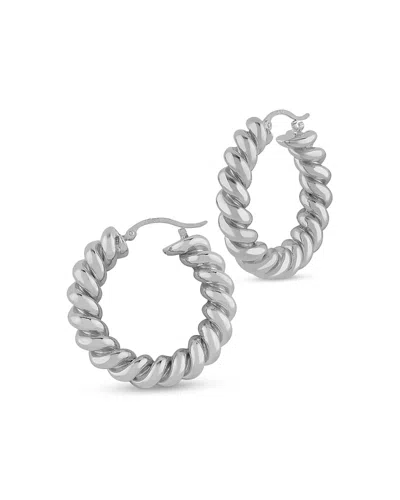 Bloomingdale's Spiral Twist Medium Hoop Earrings In Sterling Silver