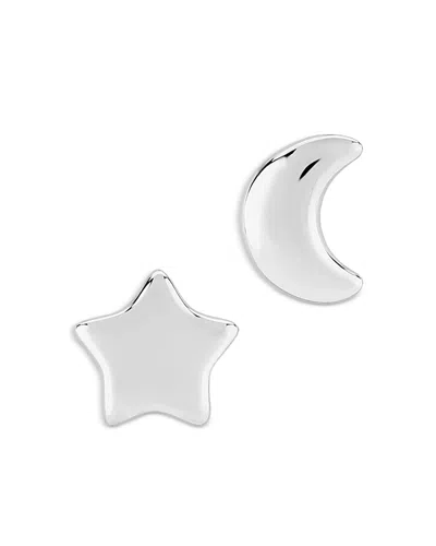 Bloomingdale's Star And Moon Stud Earrings In 14k White Gold - Exclusive