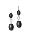 Bloomingdale's Sterling Silver Double Onyx Drop Earrings - Exclusive In Black/silver