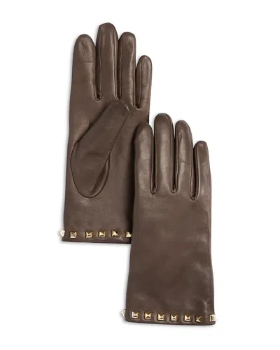 Bloomingdale's Studded Cashmere Lined Leather Gloves - Exclusive In Brown