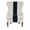Bloomingdale's Surfside Wing Chair In Nomad Snow With Cannes New Navy Stripe
