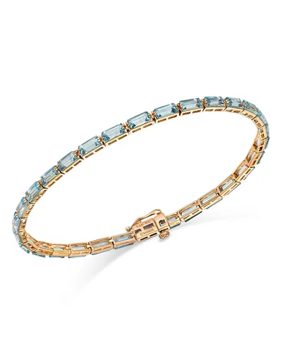 Bloomingdale's Swiss Blue Topaz Bangle Bracelet In 14k Yellow Gold In Blue/gold