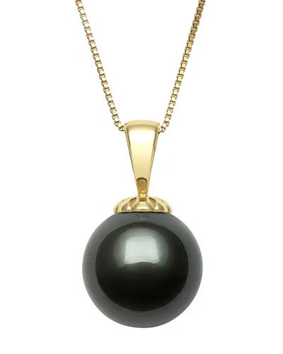 Bloomingdale's Tahitian Black Cultured Pearl Pendant Necklace In 14k Yellow Gold, 18 - Exclusive In Black/gold